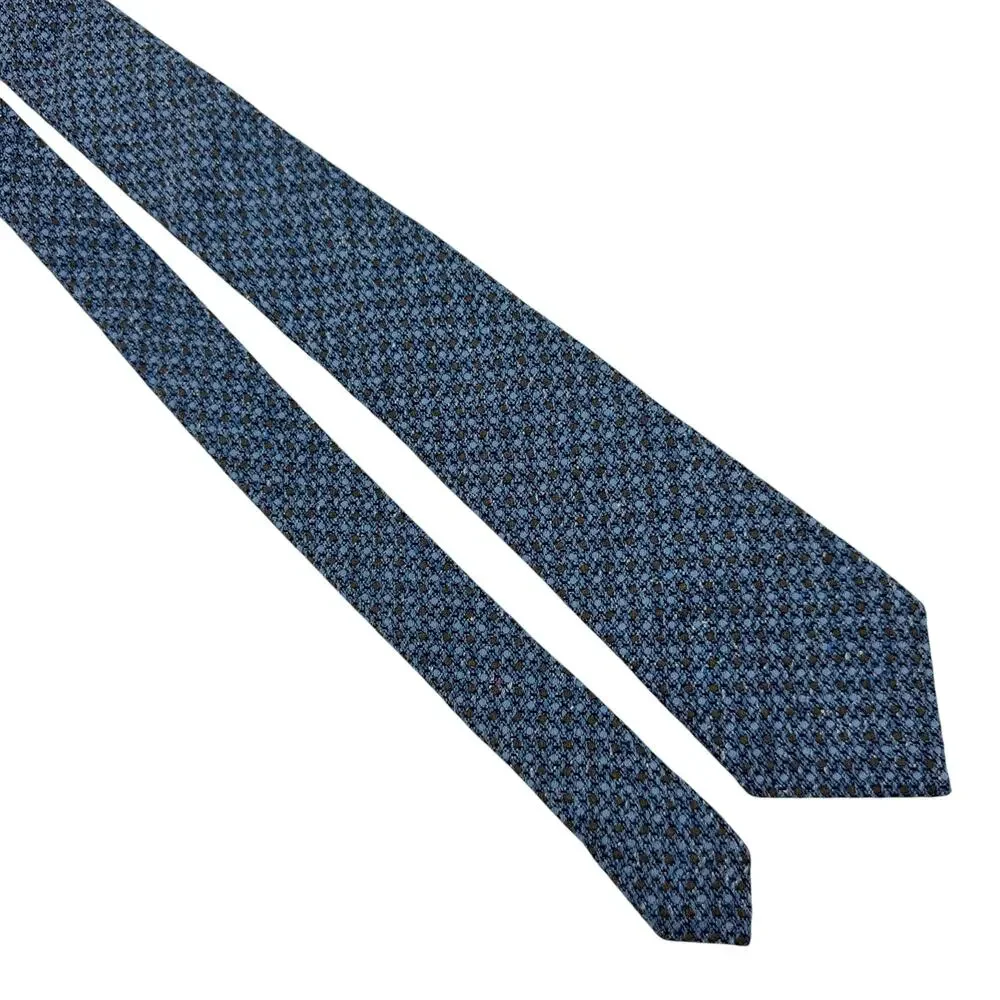 NWT Suitsupply Textured Knit Wool & Silk Tie Blue Dot